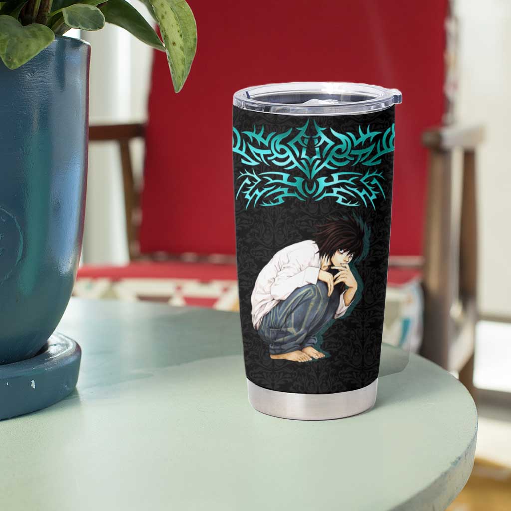 L Lawliet Death Note Tumbler Cup Tribal Anime Fusion Style