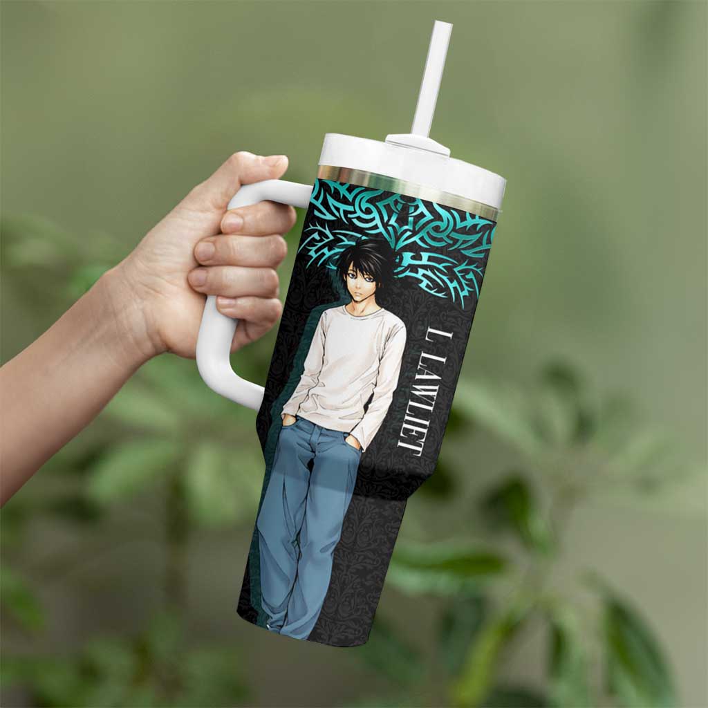 L Lawliet Death Note Tumbler With Handle Tribal Anime Fusion Style
