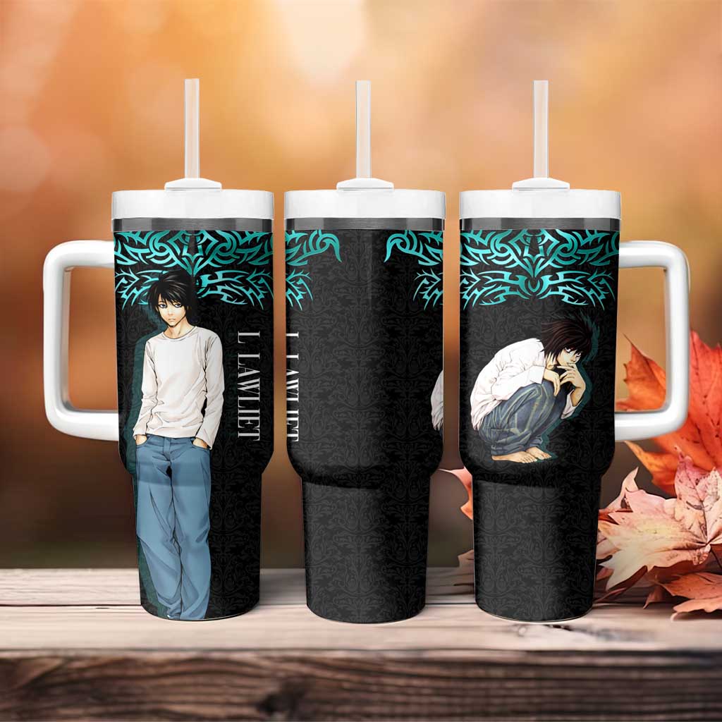 L Lawliet Death Note Tumbler With Handle Tribal Anime Fusion Style