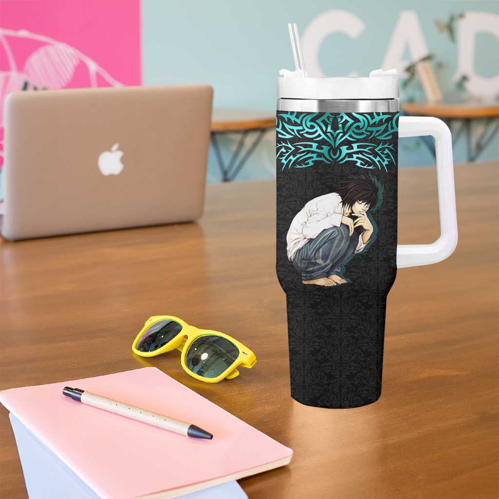 L Lawliet Death Note Tumbler With Handle Tribal Anime Fusion Style