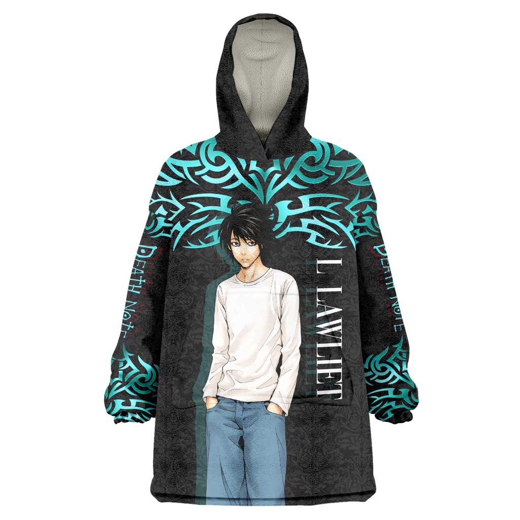 L Lawliet Death Note Wearable Blanket Hoodie Tribal Anime Fusion Style