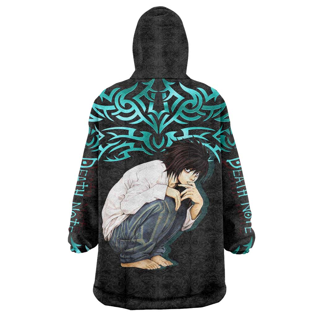 L Lawliet Death Note Wearable Blanket Hoodie Tribal Anime Fusion Style