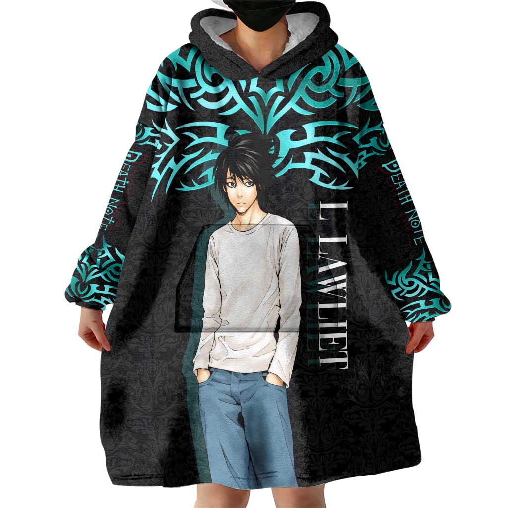 L Lawliet Death Note Wearable Blanket Hoodie Tribal Anime Fusion Style