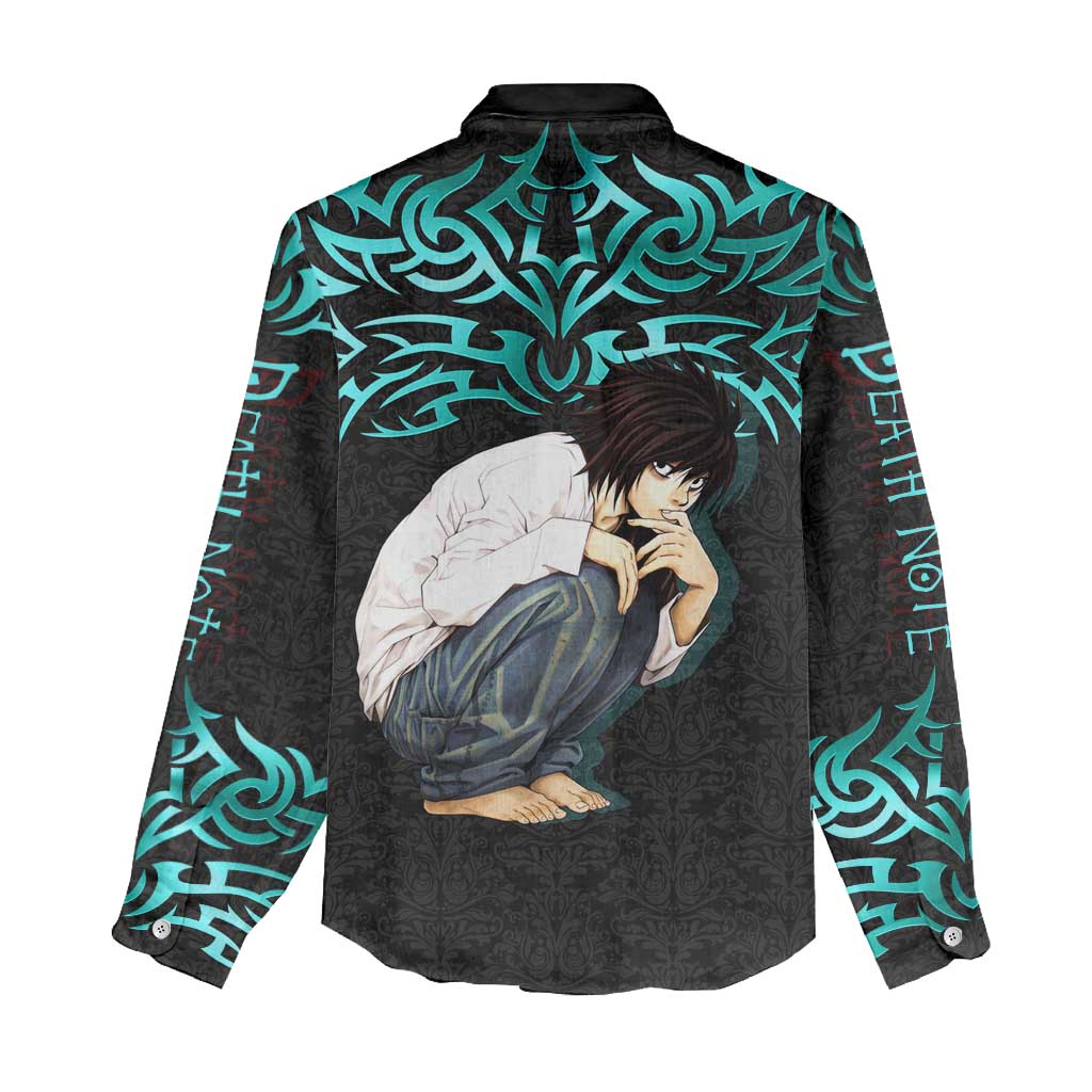 L Lawliet Death Note Women Casual Shirt Tribal Anime Fusion Style