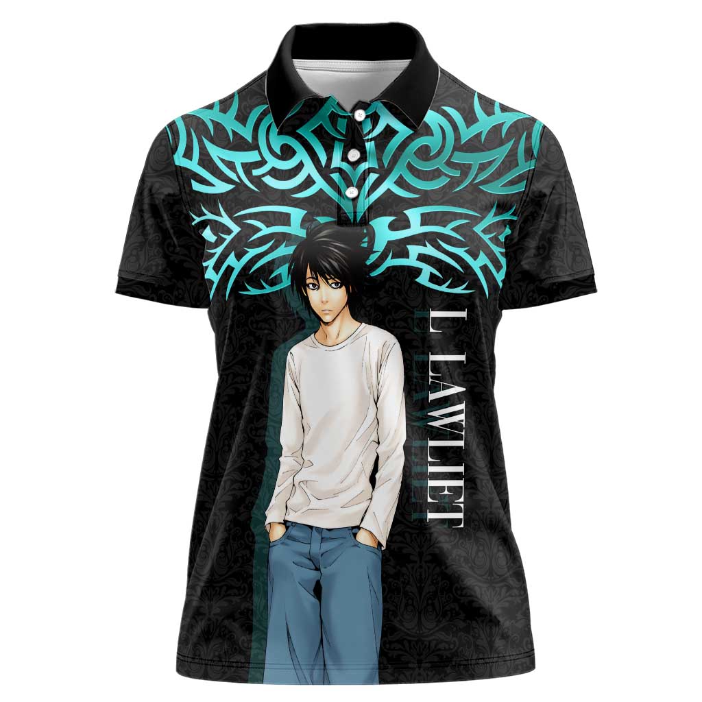 L Lawliet Death Note Women Polo Shirt Tribal Anime Fusion Style
