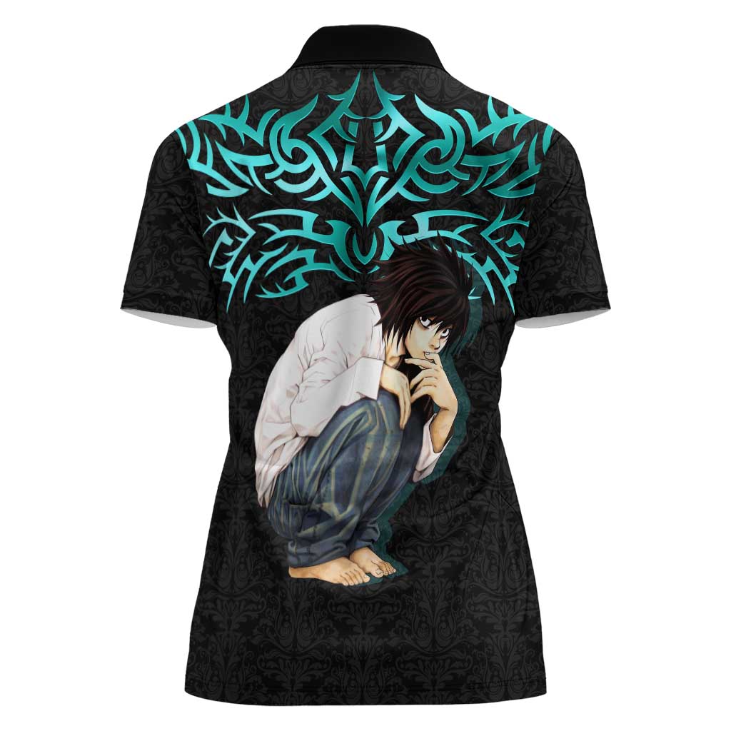 L Lawliet Death Note Women Polo Shirt Tribal Anime Fusion Style