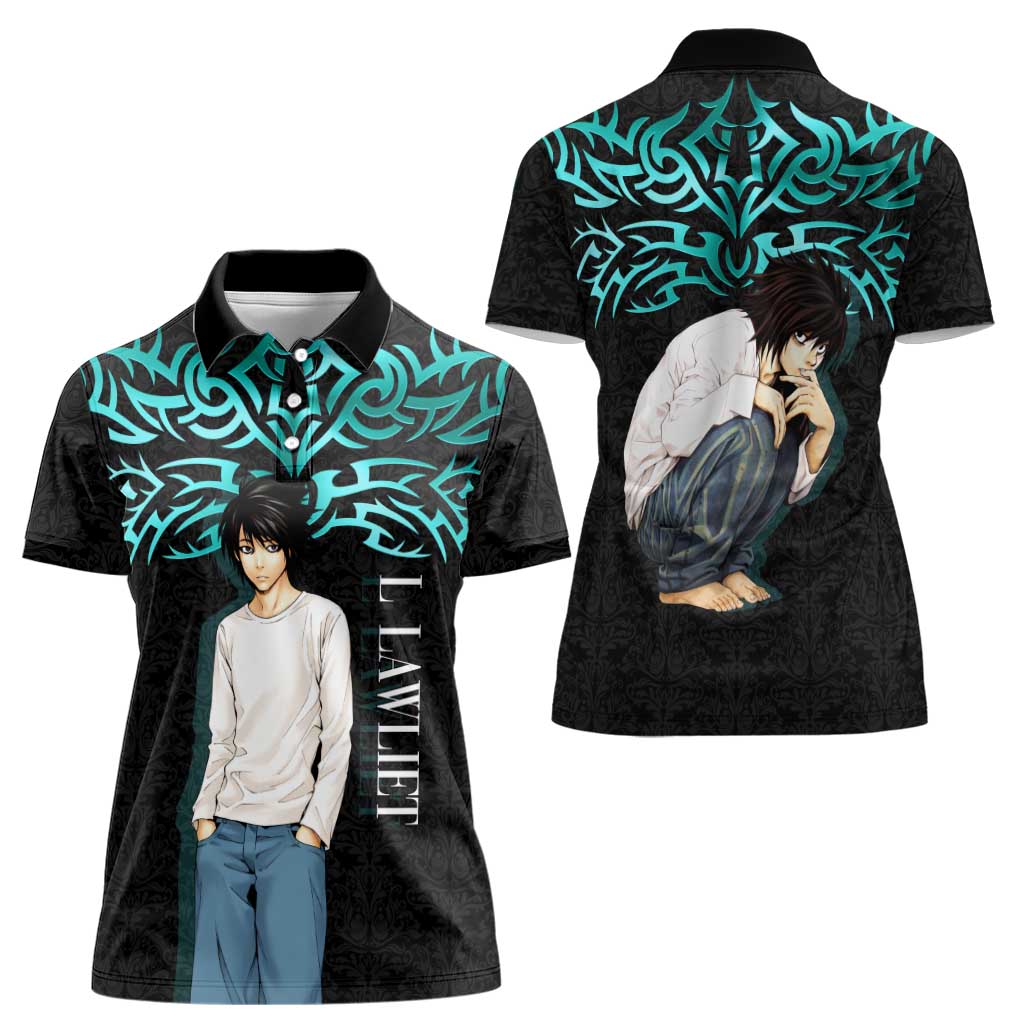 L Lawliet Death Note Women Polo Shirt Tribal Anime Fusion Style