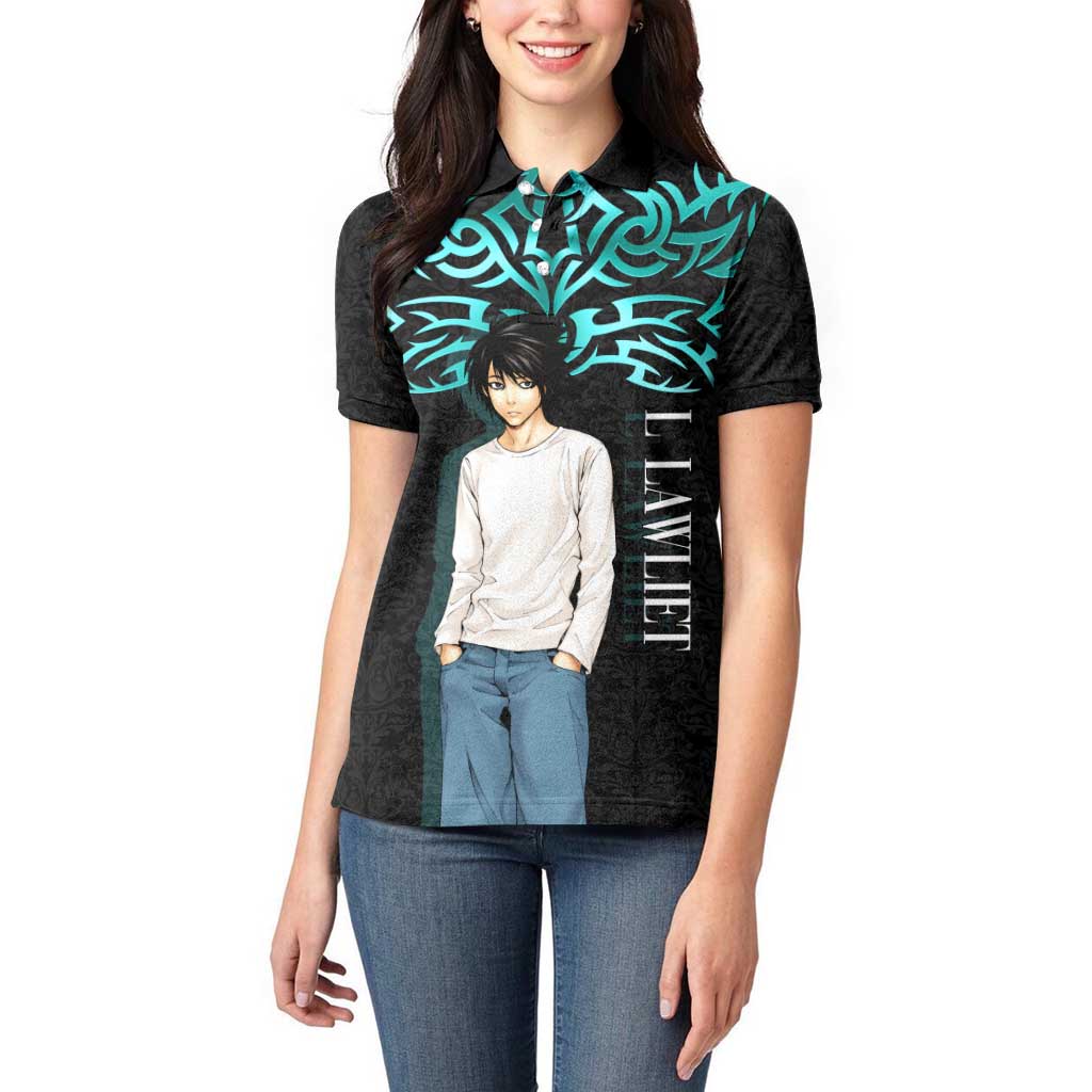 L Lawliet Death Note Women Polo Shirt Tribal Anime Fusion Style