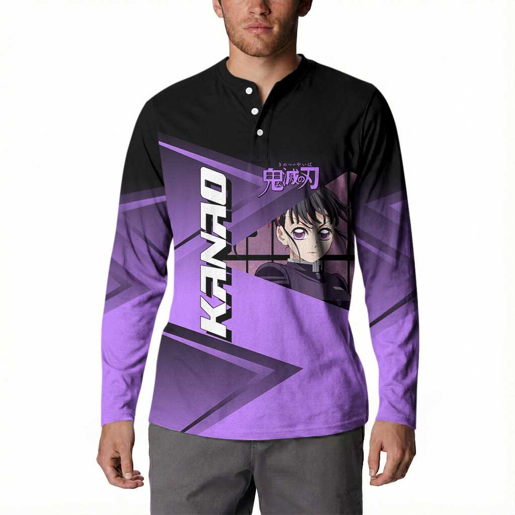 Kanao Tsuyuri Button Sweatshirt Demon Slayer Tennis Crossover Style
