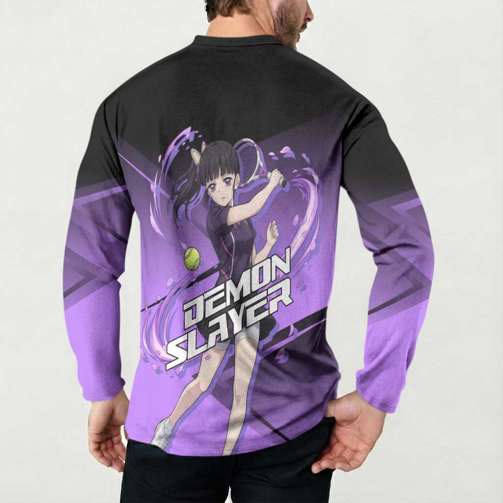 Kanao Tsuyuri Button Sweatshirt Demon Slayer Tennis Crossover Style