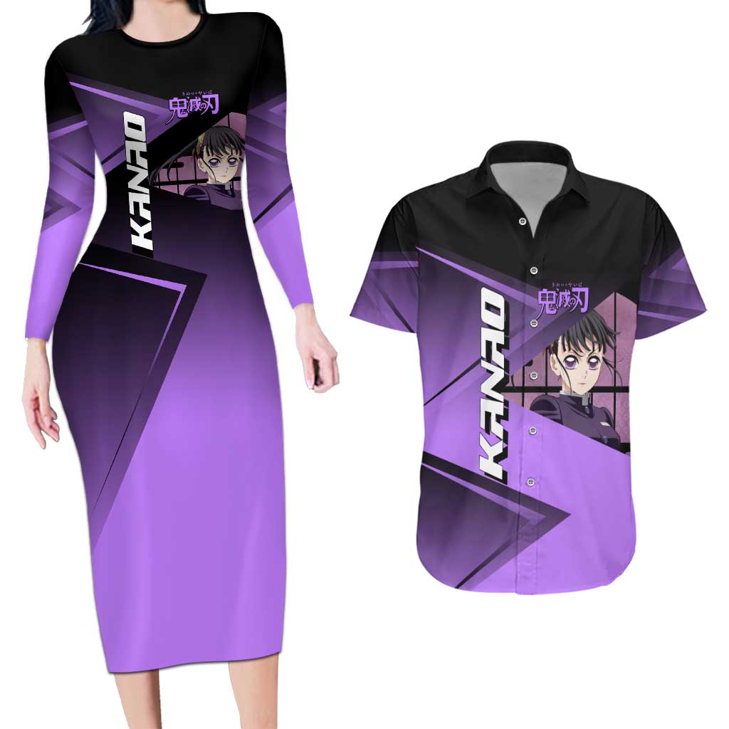 Kanao Tsuyuri Couples Matching Long Sleeve Bodycon Dress and Hawaiian Shirt Demon Slayer Tennis Crossover Style