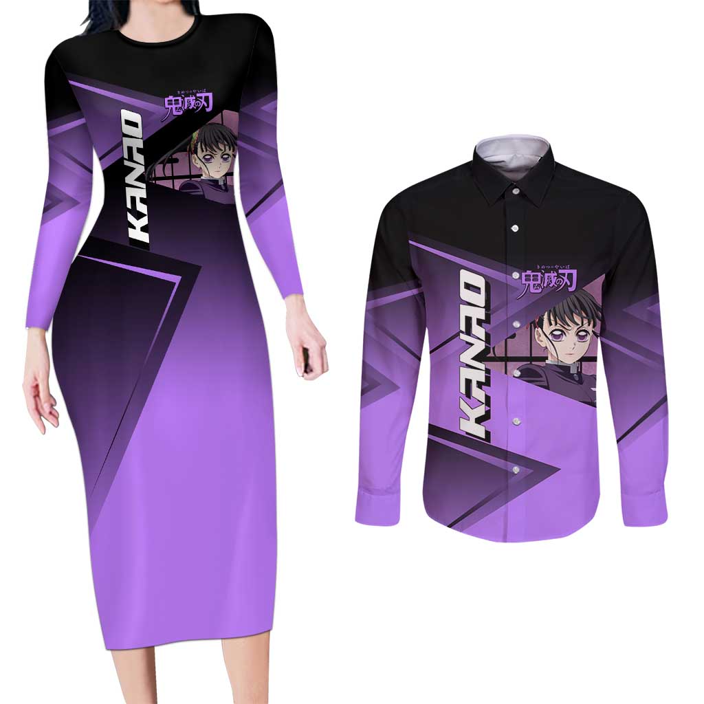 Kanao Tsuyuri Couples Matching Long Sleeve Bodycon Dress and Long Sleeve Button Shirt Demon Slayer Tennis Crossover Style