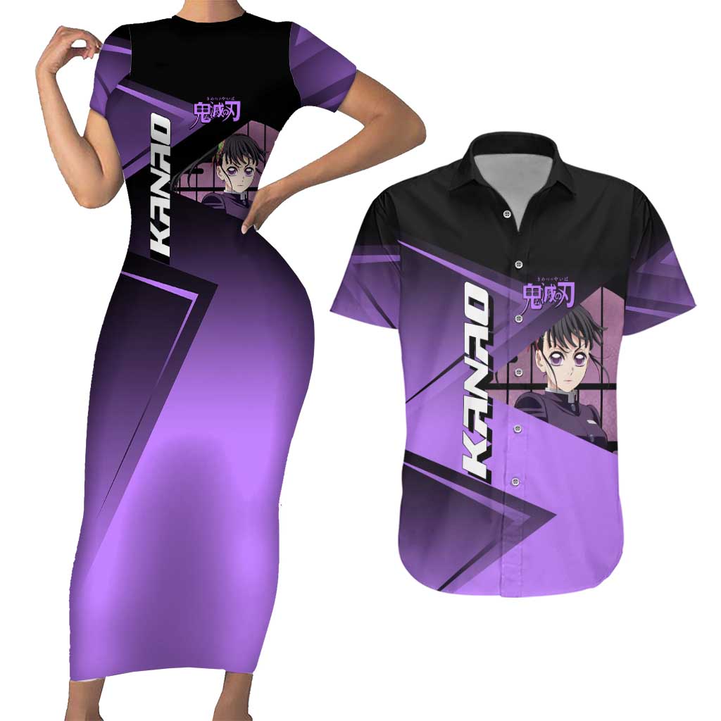 Kanao Tsuyuri Couples Matching Short Sleeve Bodycon Dress and Hawaiian Shirt Demon Slayer Tennis Crossover Style