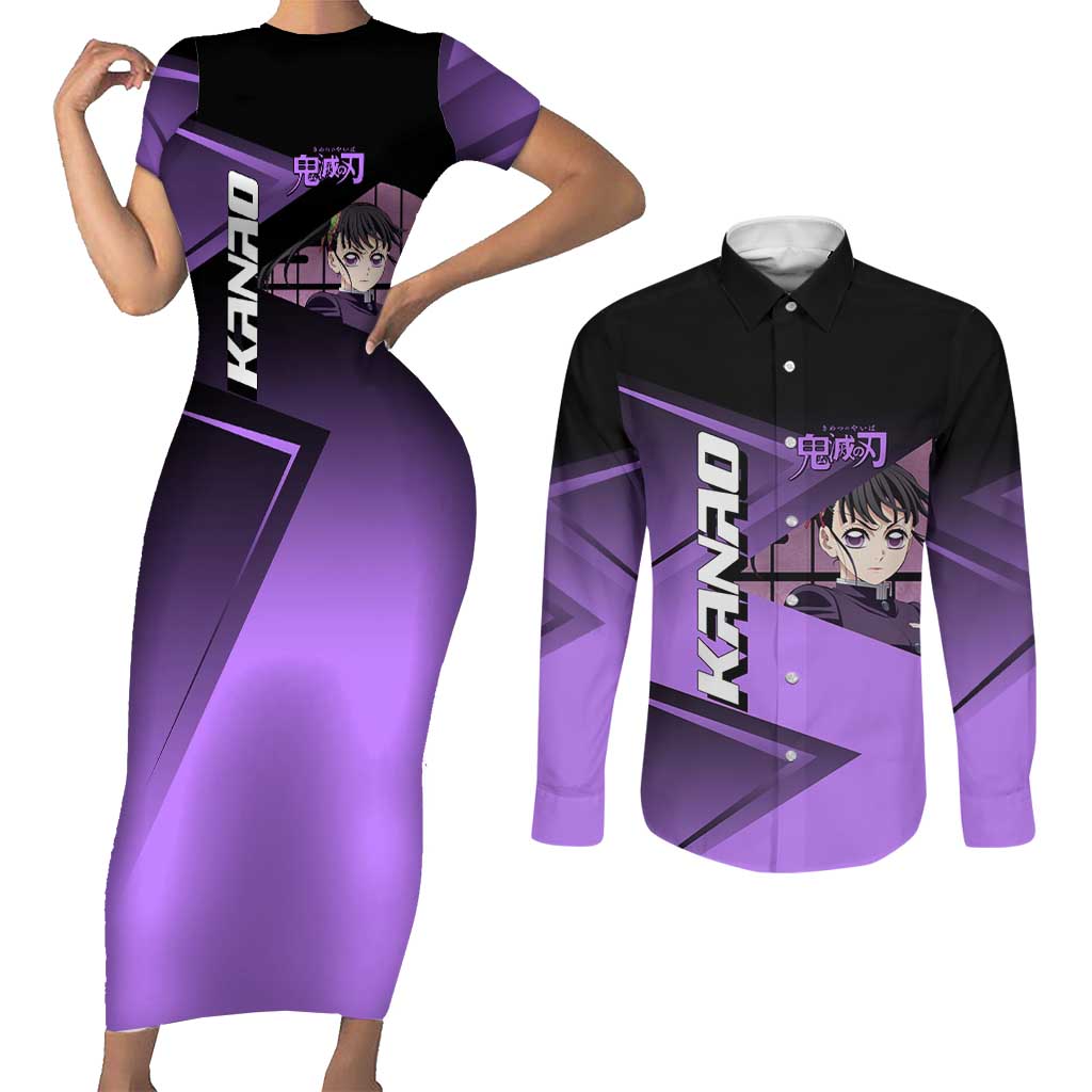 Kanao Tsuyuri Couples Matching Short Sleeve Bodycon Dress and Long Sleeve Button Shirt Demon Slayer Tennis Crossover Style