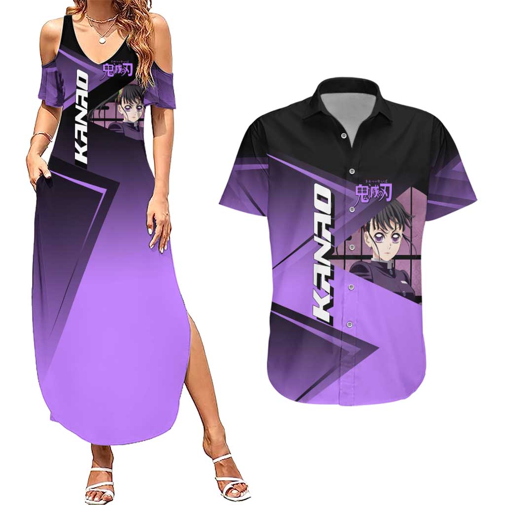 Kanao Tsuyuri Couples Matching Summer Maxi Dress and Hawaiian Shirt Demon Slayer Tennis Crossover Style