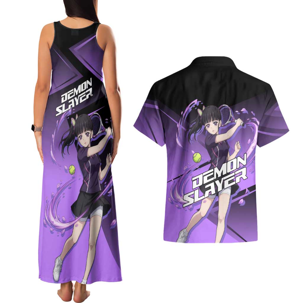 Kanao Tsuyuri Couples Matching Tank Maxi Dress and Hawaiian Shirt Demon Slayer Tennis Crossover Style
