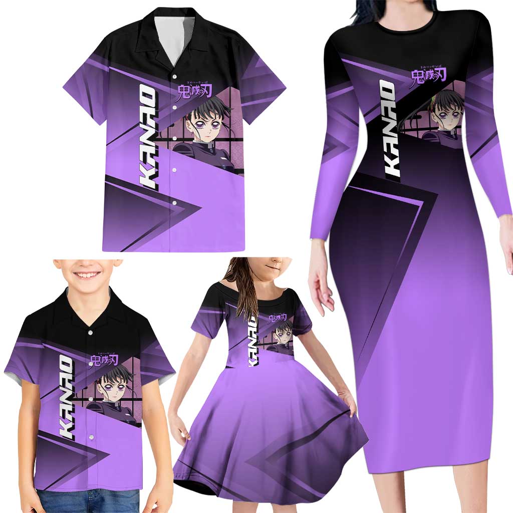 Kanao Tsuyuri Family Matching Long Sleeve Bodycon Dress and Hawaiian Shirt Demon Slayer Tennis Crossover Style