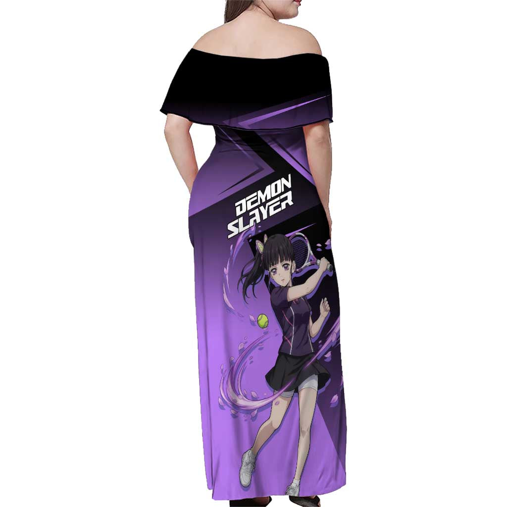 Kanao Tsuyuri Family Matching Off Shoulder Maxi Dress and Hawaiian Shirt Demon Slayer Tennis Crossover Style