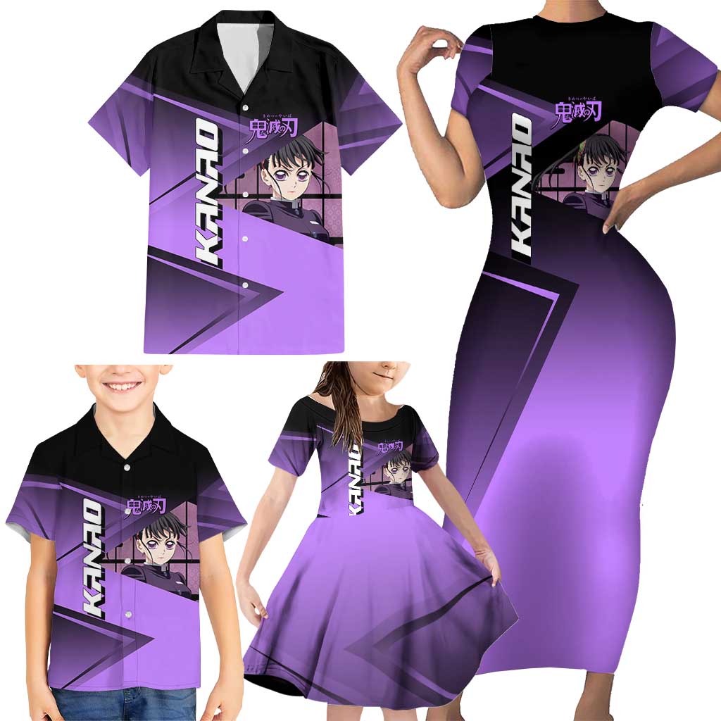 Kanao Tsuyuri Family Matching Short Sleeve Bodycon Dress and Hawaiian Shirt Demon Slayer Tennis Crossover Style
