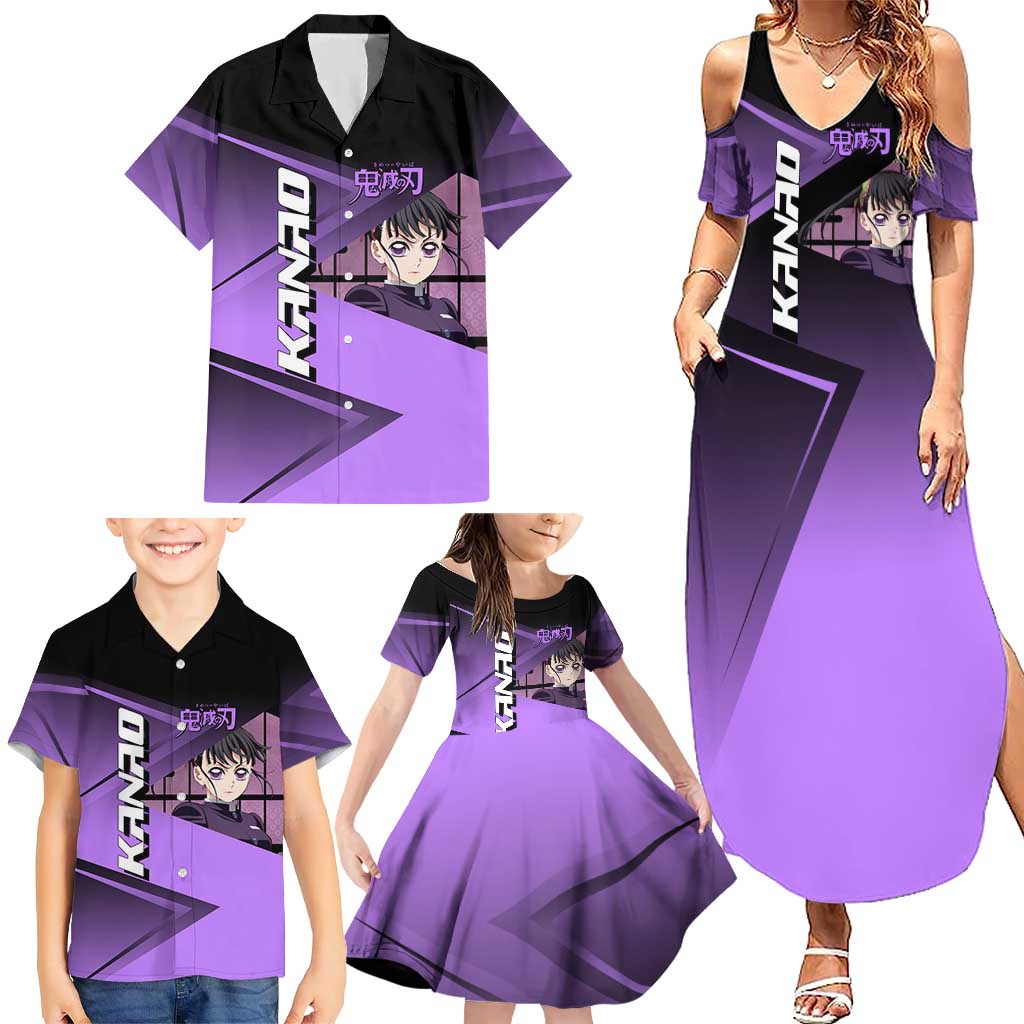 Kanao Tsuyuri Family Matching Summer Maxi Dress and Hawaiian Shirt Demon Slayer Tennis Crossover Style