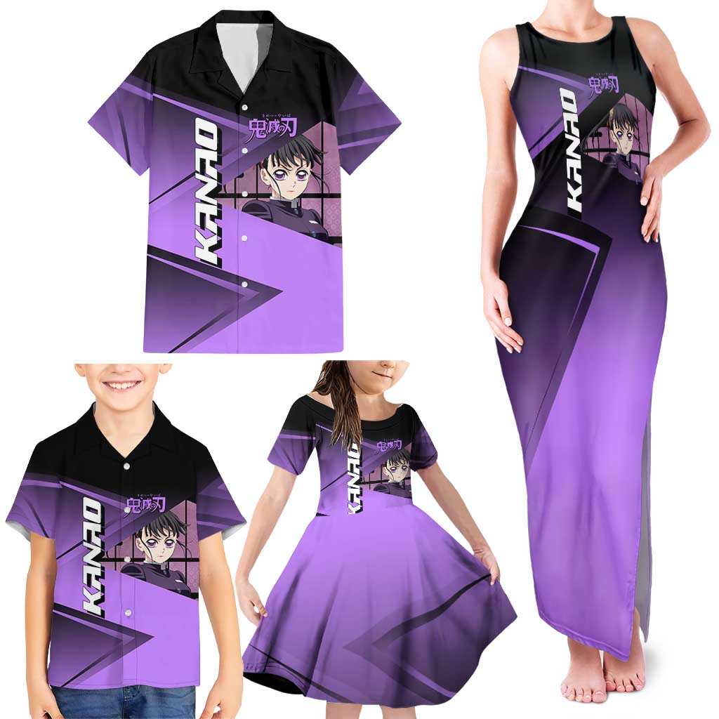 Kanao Tsuyuri Family Matching Tank Maxi Dress and Hawaiian Shirt Demon Slayer Tennis Crossover Style