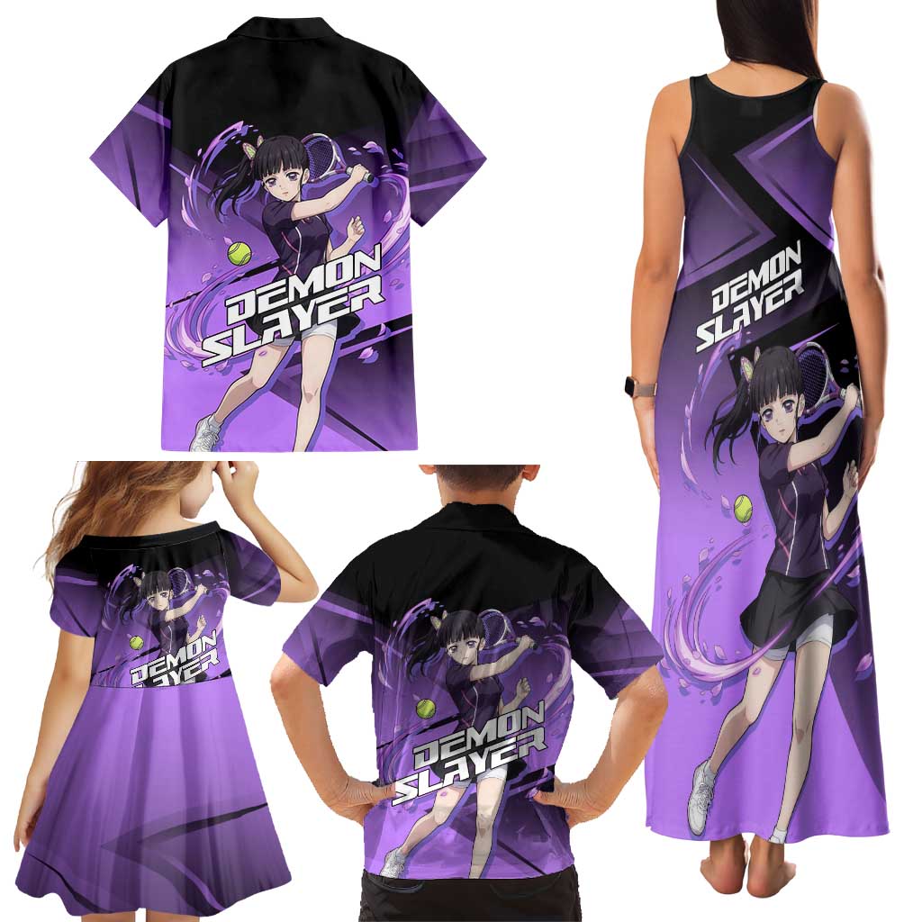 Kanao Tsuyuri Family Matching Tank Maxi Dress and Hawaiian Shirt Demon Slayer Tennis Crossover Style