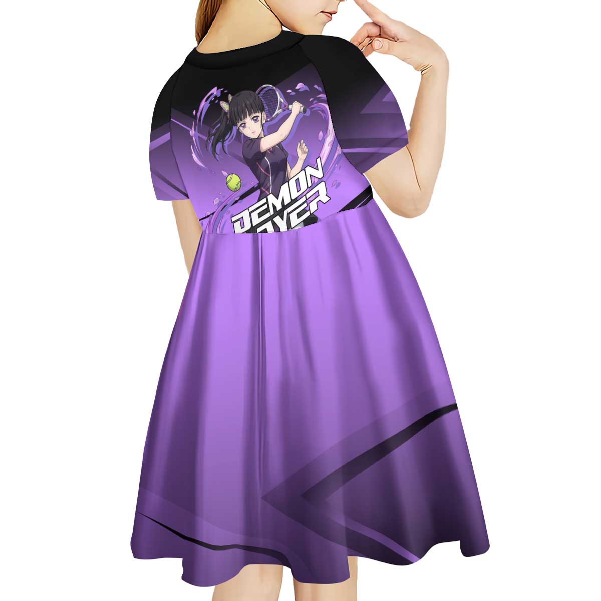 Kanao Tsuyuri Kid Short Sleeve Dress Demon Slayer Tennis Crossover Style