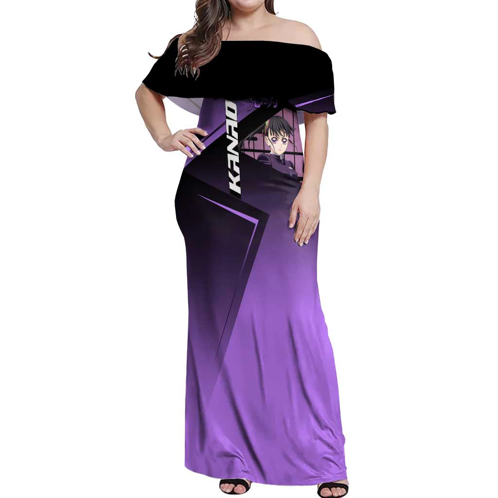 Kanao Tsuyuri Off Shoulder Maxi Dress Demon Slayer Tennis Crossover Style