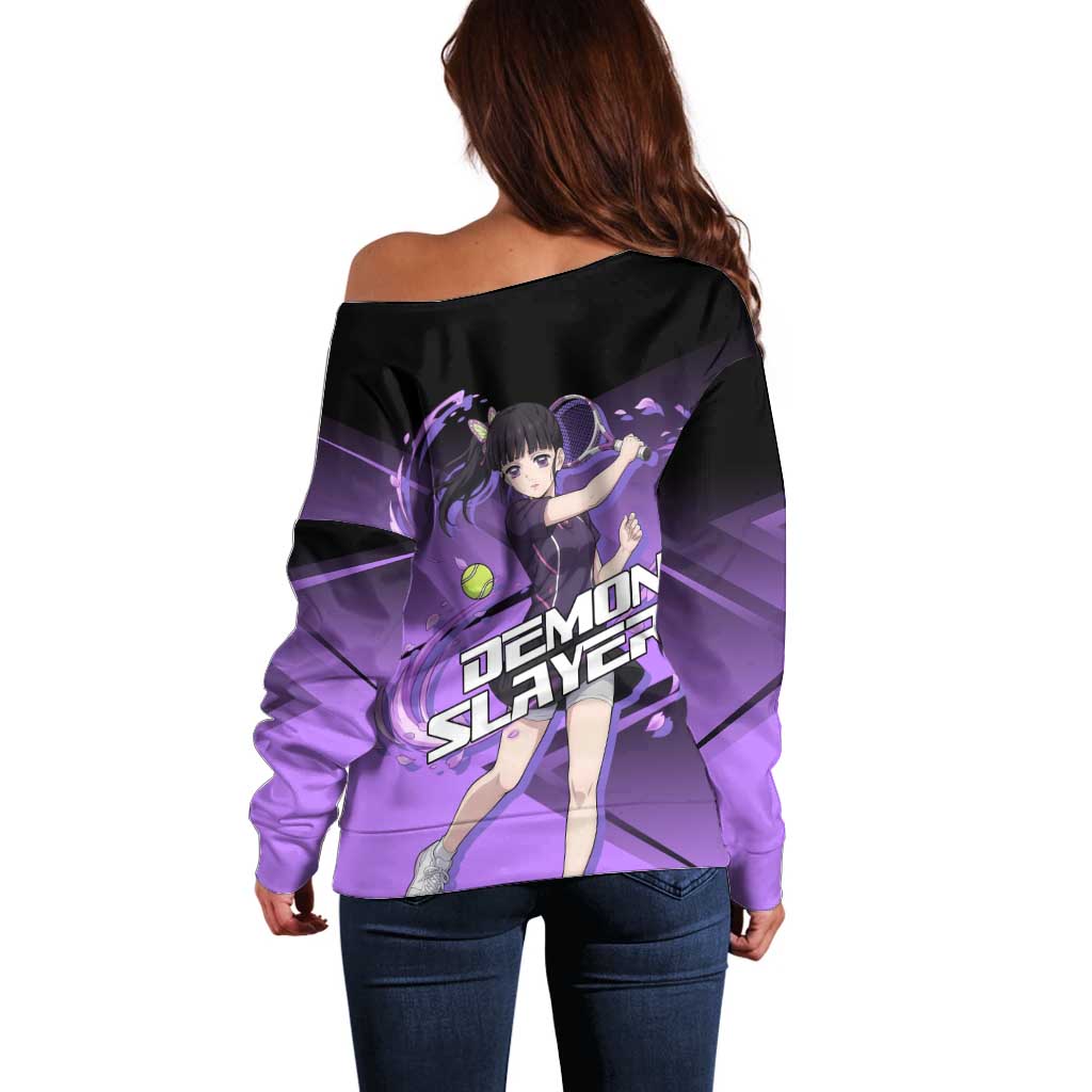 Kanao Tsuyuri Off Shoulder Sweater Demon Slayer Tennis Crossover Style