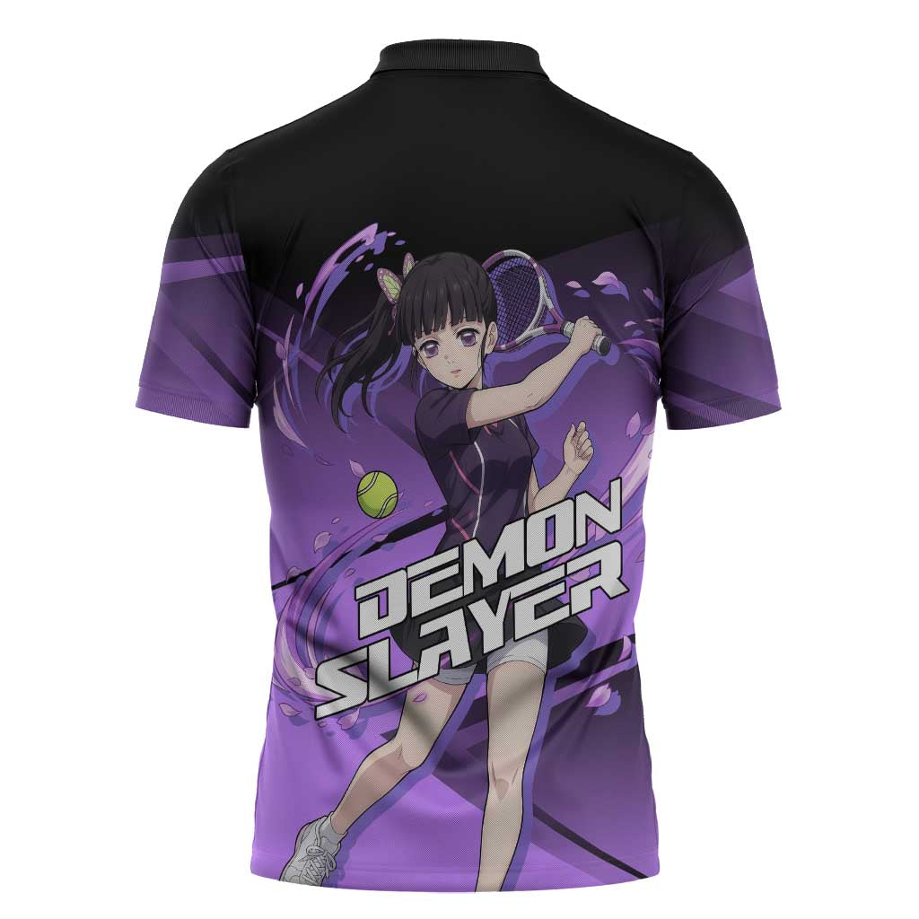 Kanao Tsuyuri Zipper Polo Shirt Demon Slayer Tennis Crossover Style