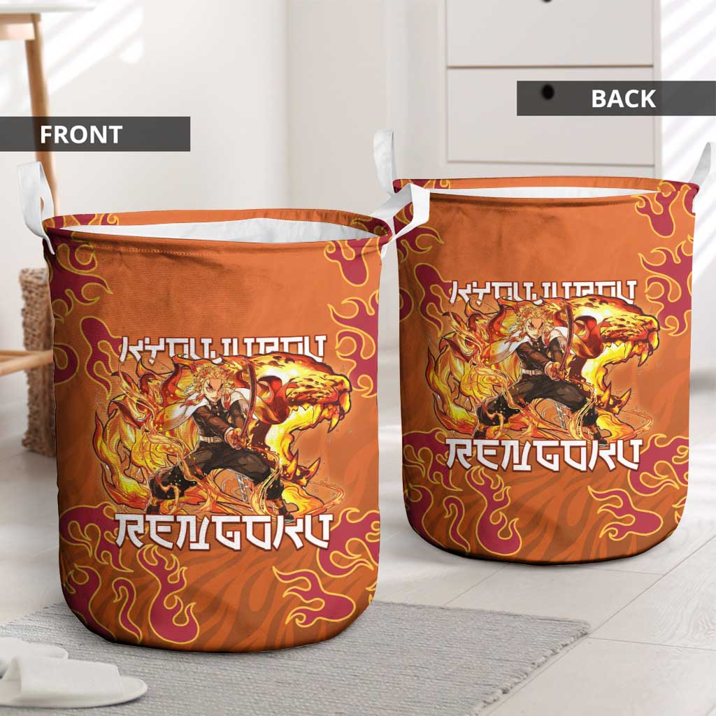Rengoku Kyojuro Demon Slayer Laundry Basket Inferno Anime Flame Crest Style
