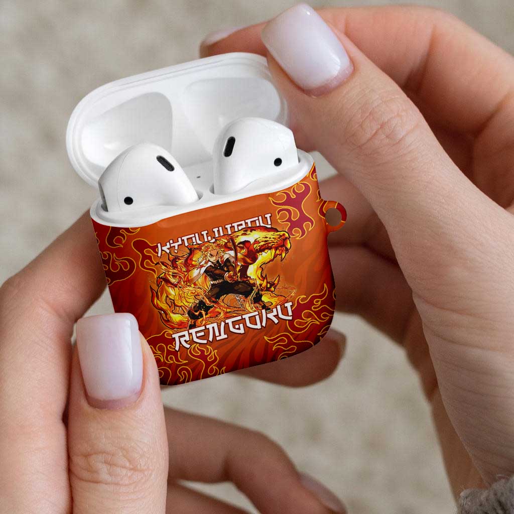 Rengoku Kyojuro Demon Slayer AirPods Case Inferno Anime Flame Crest Style