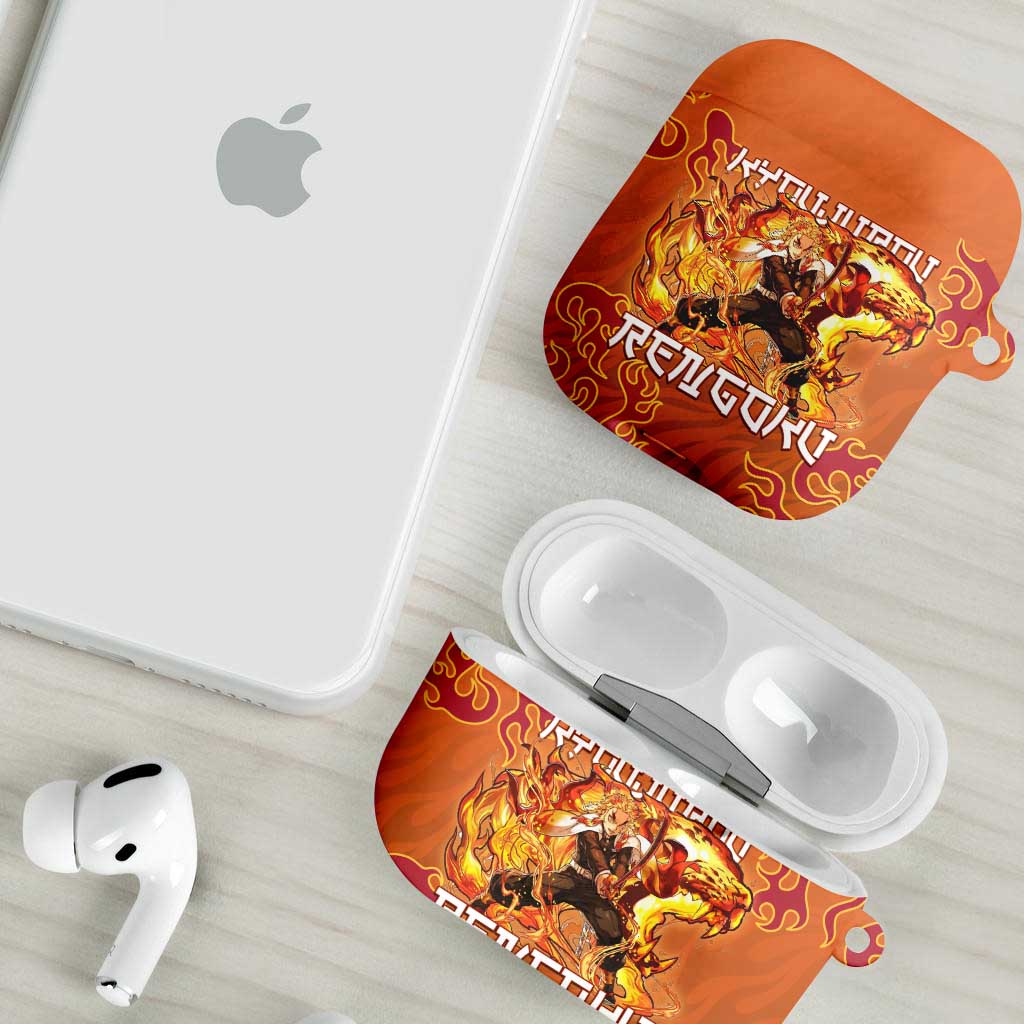 Rengoku Kyojuro Demon Slayer AirPods Case Inferno Anime Flame Crest Style