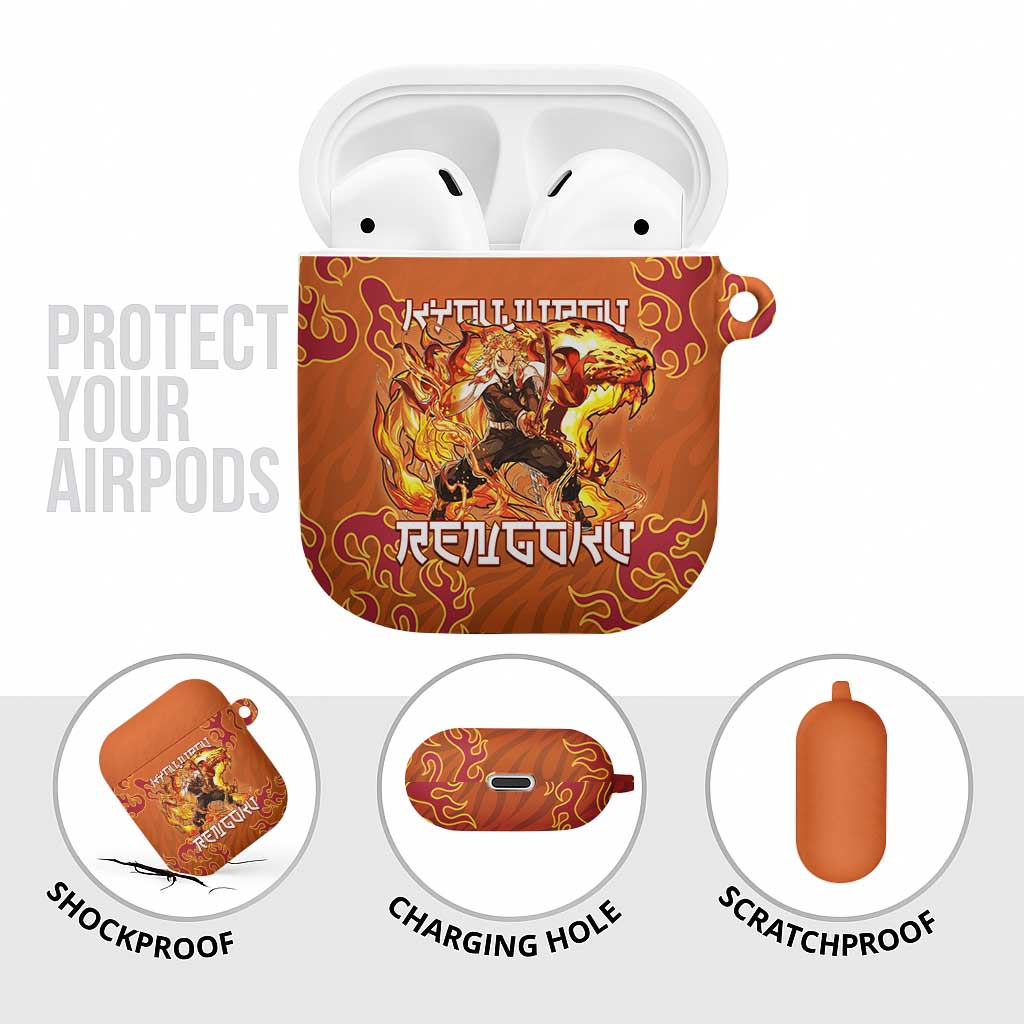 Rengoku Kyojuro Demon Slayer AirPods Case Inferno Anime Flame Crest Style