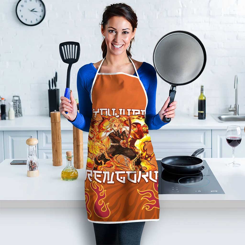 Rengoku Kyojuro Demon Slayer Apron Inferno Anime Flame Crest Style