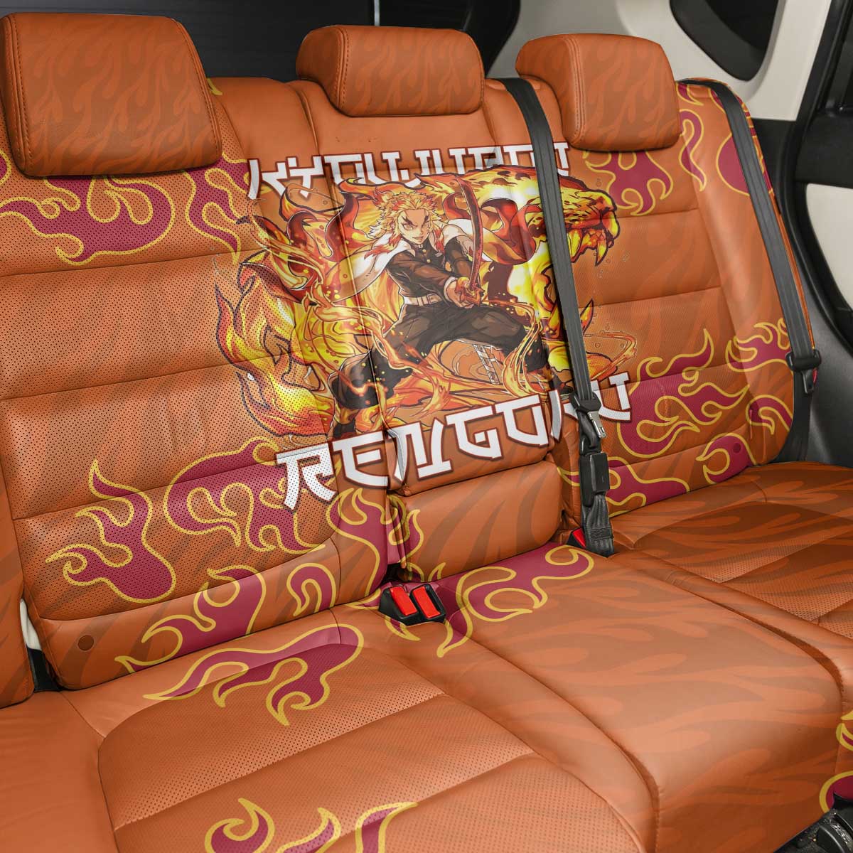 Rengoku Kyojuro Demon Slayer Back Car Seat Cover Inferno Anime Flame Crest Style