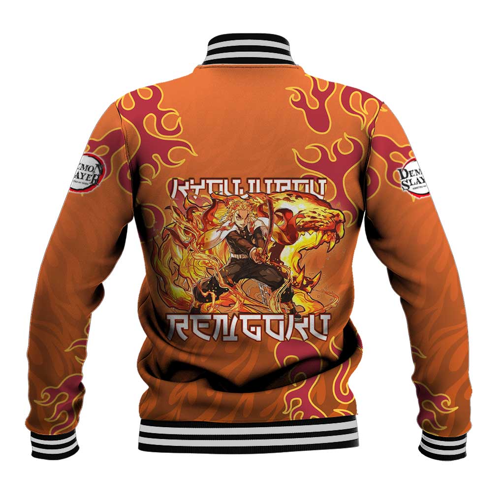 Rengoku Kyojuro Demon Slayer Baseball Jacket Inferno Anime Flame Crest Style