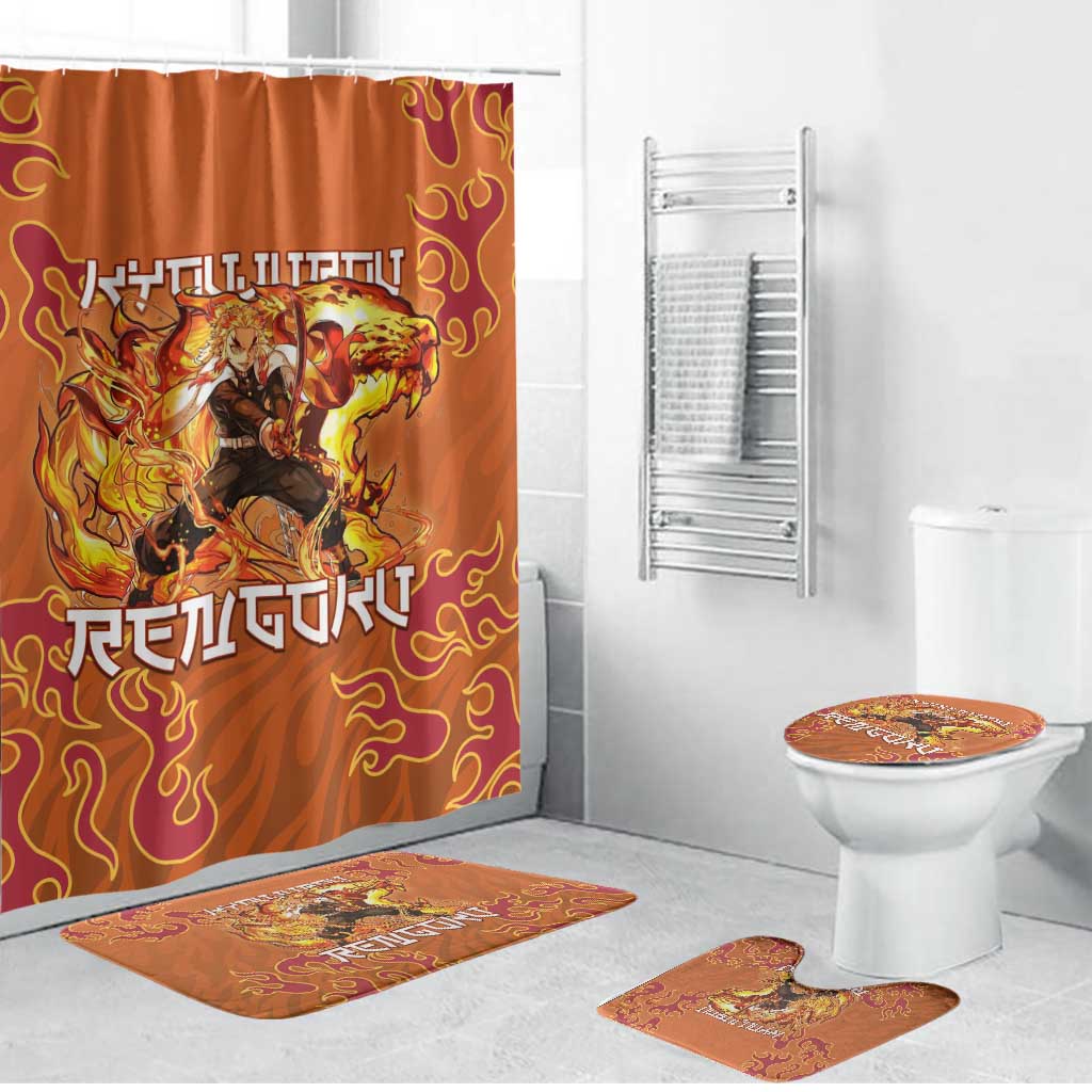 Rengoku Kyojuro Demon Slayer Bathroom Set Inferno Anime Flame Crest Style