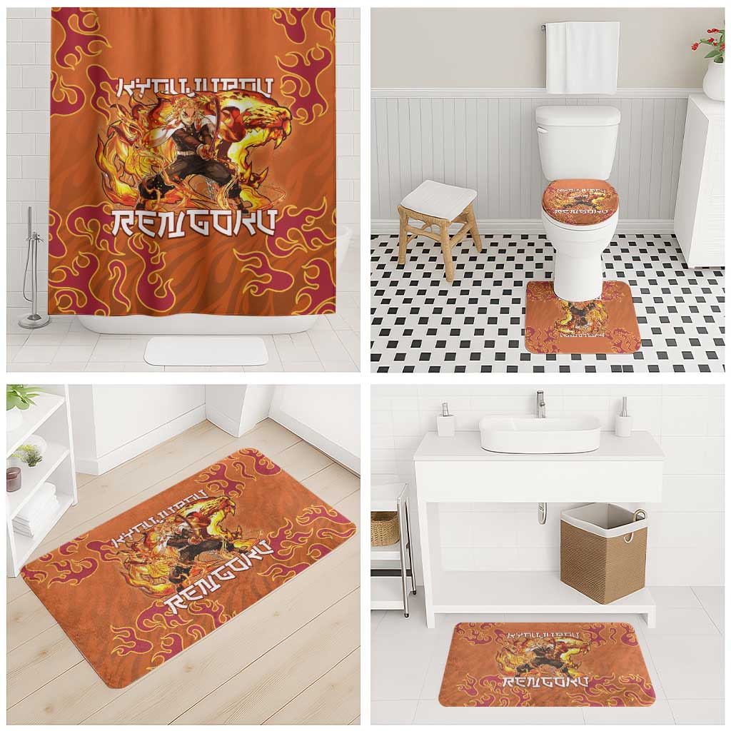 Rengoku Kyojuro Demon Slayer Bathroom Set Inferno Anime Flame Crest Style