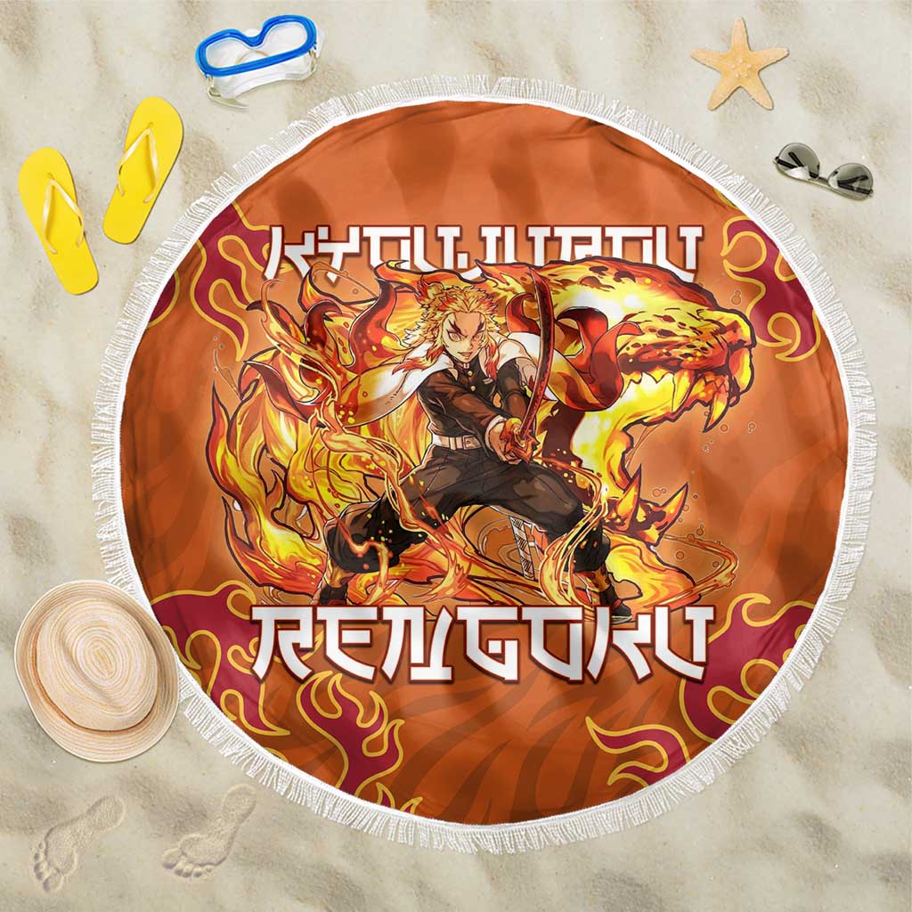 Rengoku Kyojuro Demon Slayer Beach Blanket Inferno Anime Flame Crest Style