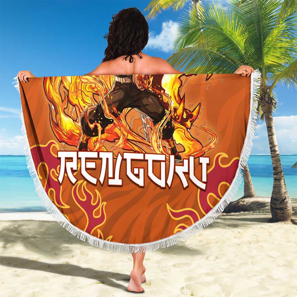 Rengoku Kyojuro Demon Slayer Beach Blanket Inferno Anime Flame Crest Style