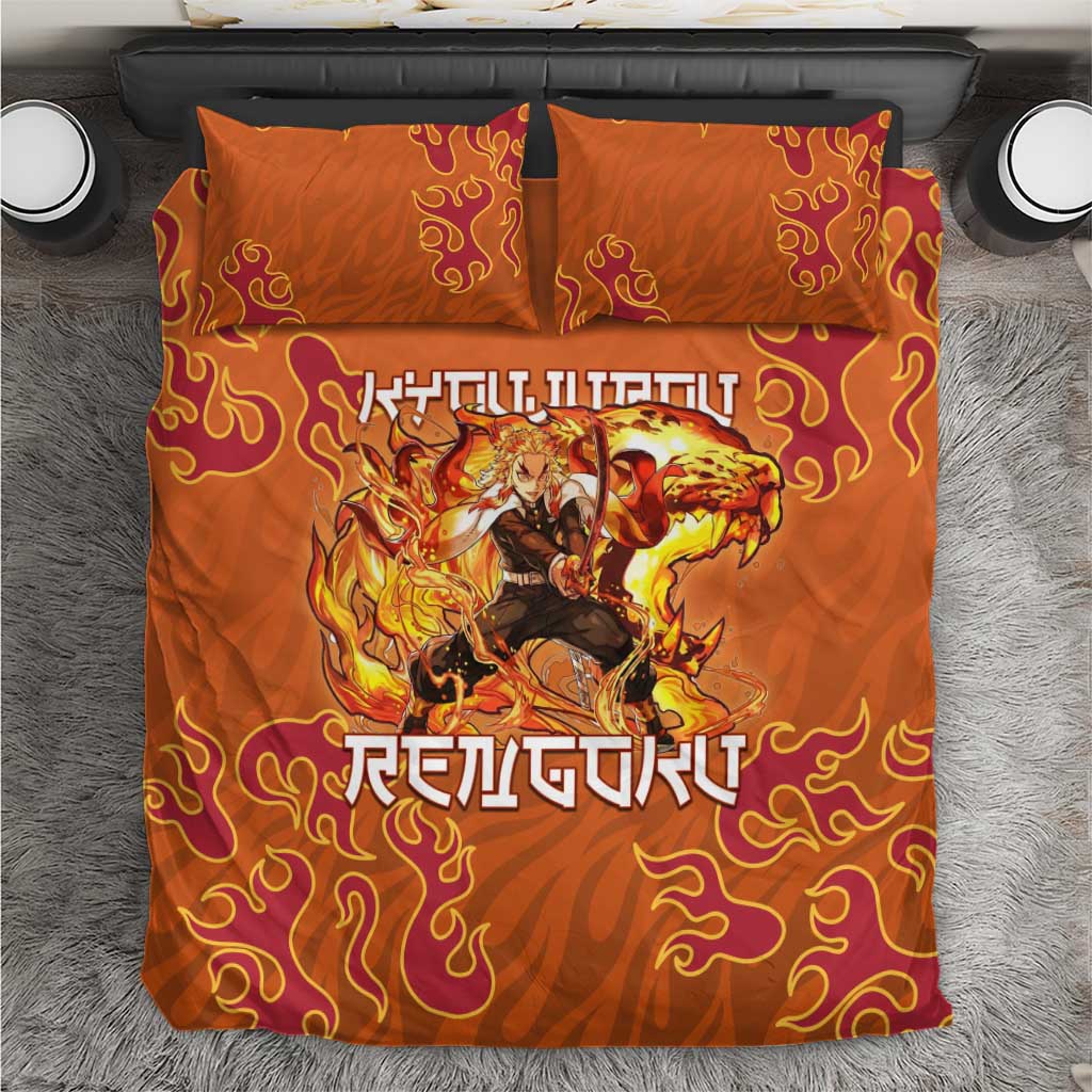 Rengoku Kyojuro Demon Slayer Bedding Set Inferno Anime Flame Crest Style