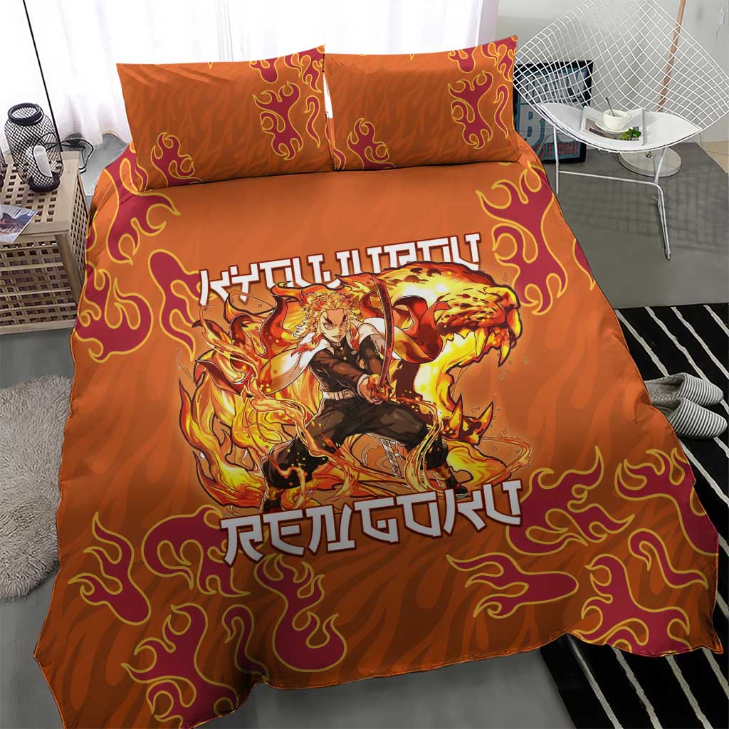 Rengoku Kyojuro Demon Slayer Bedding Set Inferno Anime Flame Crest Style