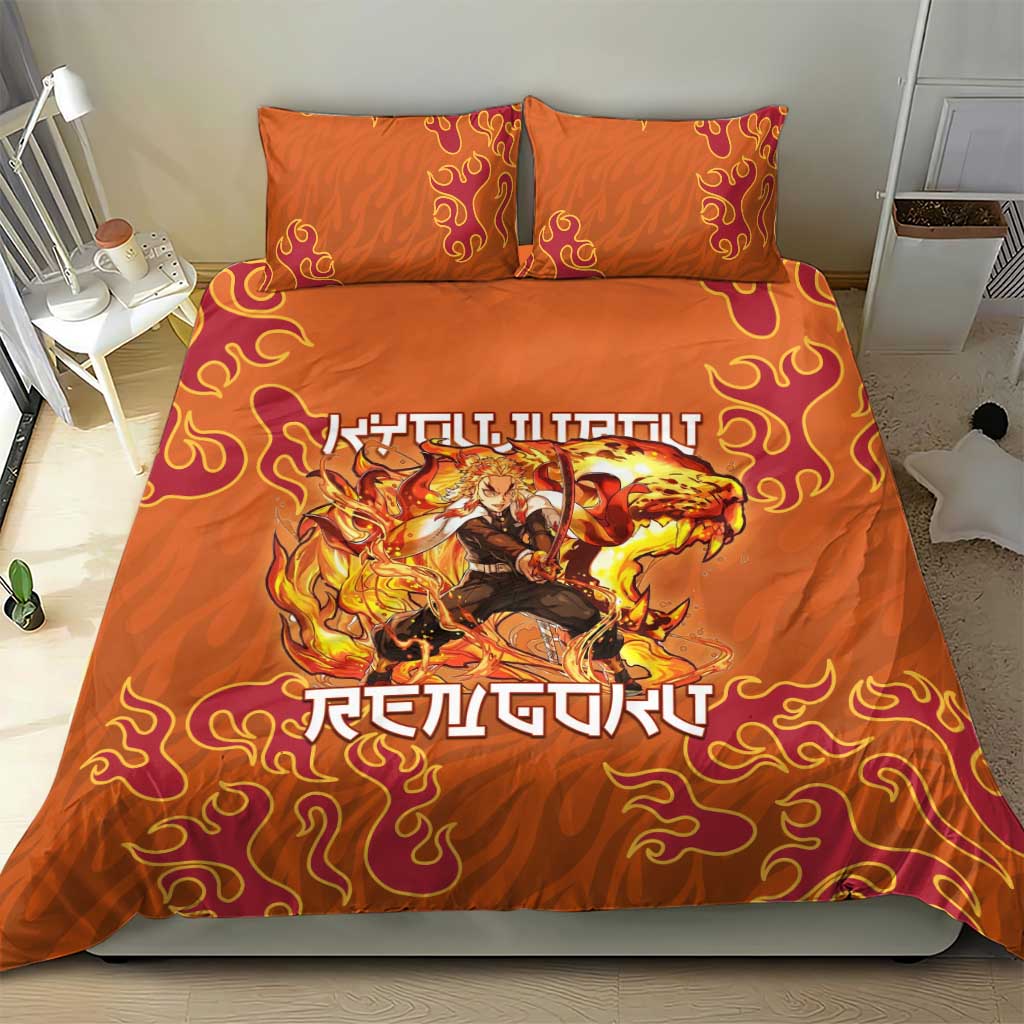 Rengoku Kyojuro Demon Slayer Bedding Set Inferno Anime Flame Crest Style