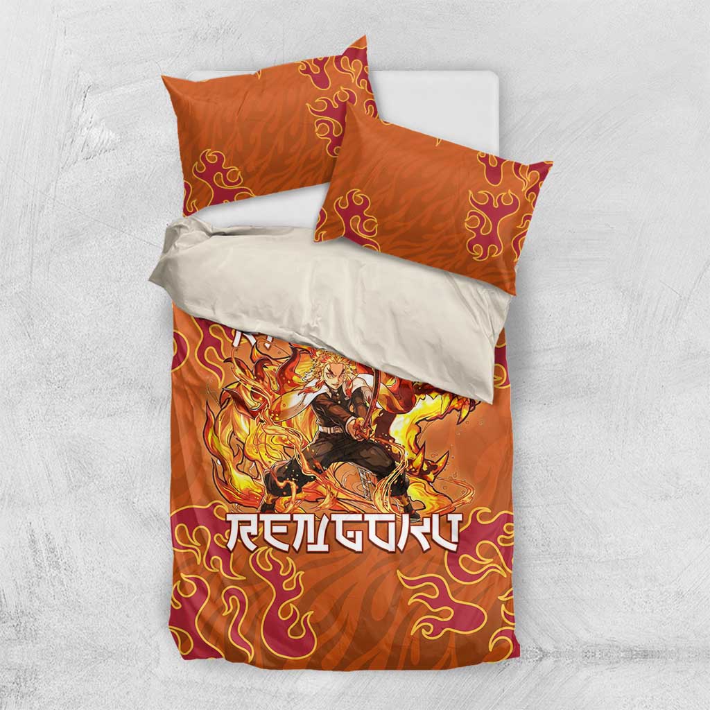 Rengoku Kyojuro Demon Slayer Bedding Set Inferno Anime Flame Crest Style