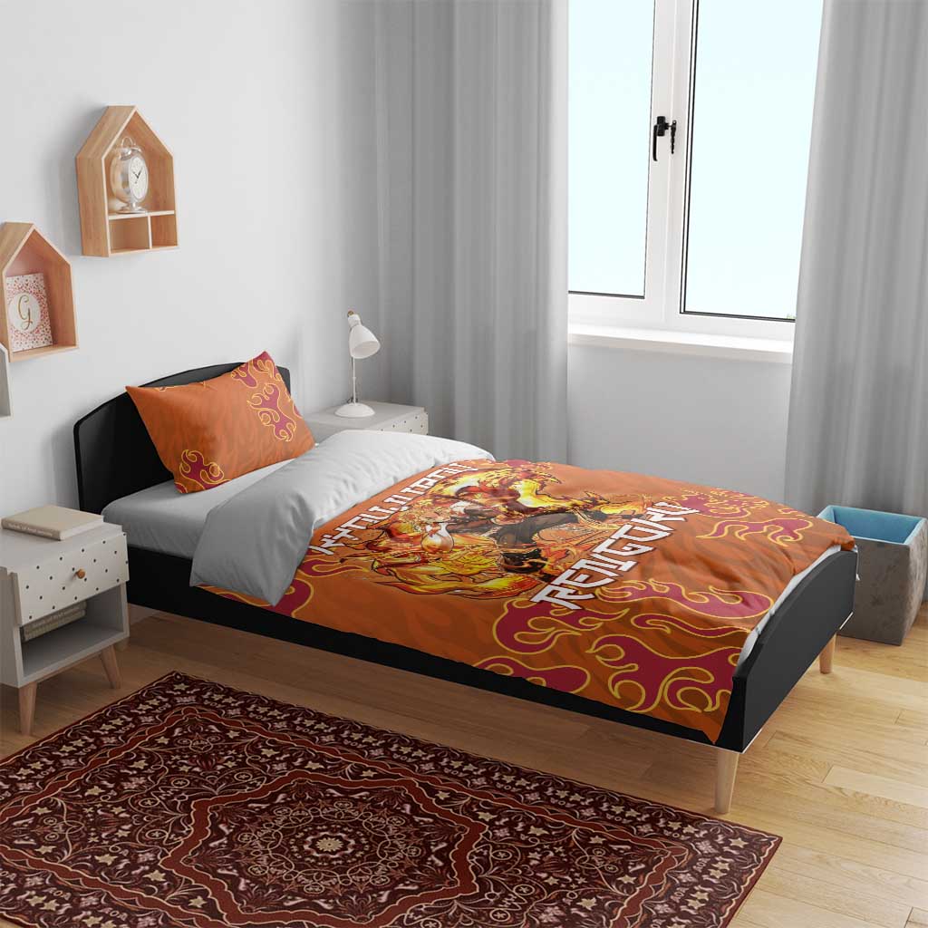 Rengoku Kyojuro Demon Slayer Bedding Set Inferno Anime Flame Crest Style
