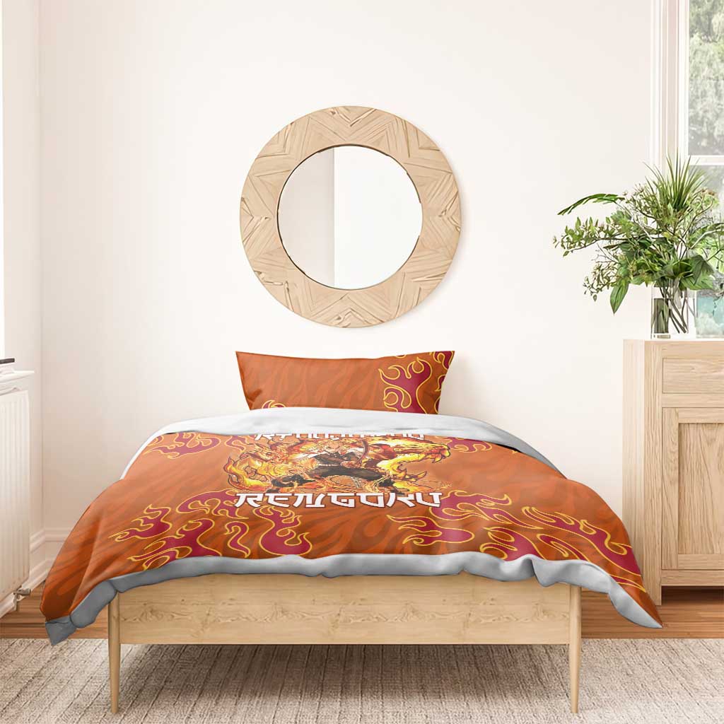 Rengoku Kyojuro Demon Slayer Bedding Set Inferno Anime Flame Crest Style