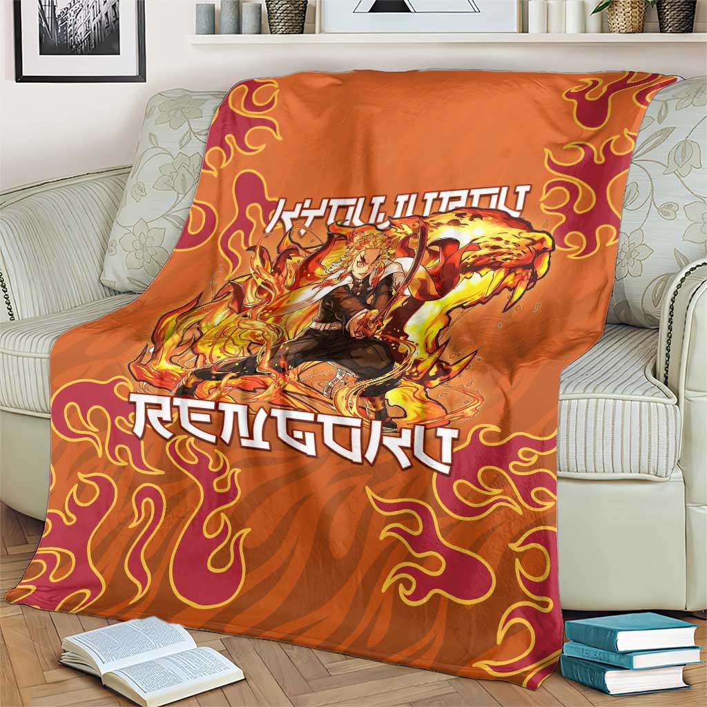 Rengoku Kyojuro Demon Slayer Blanket Inferno Anime Flame Crest Style