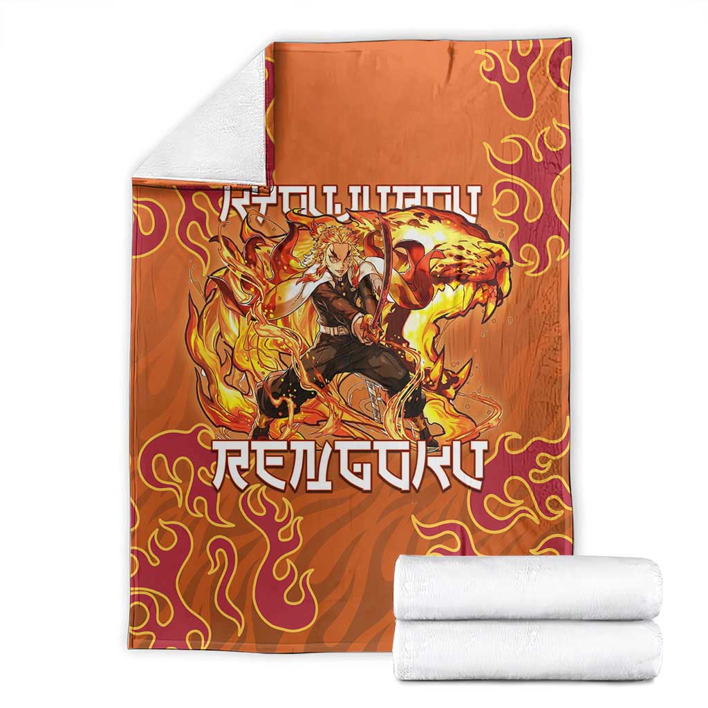 Rengoku Kyojuro Demon Slayer Blanket Inferno Anime Flame Crest Style