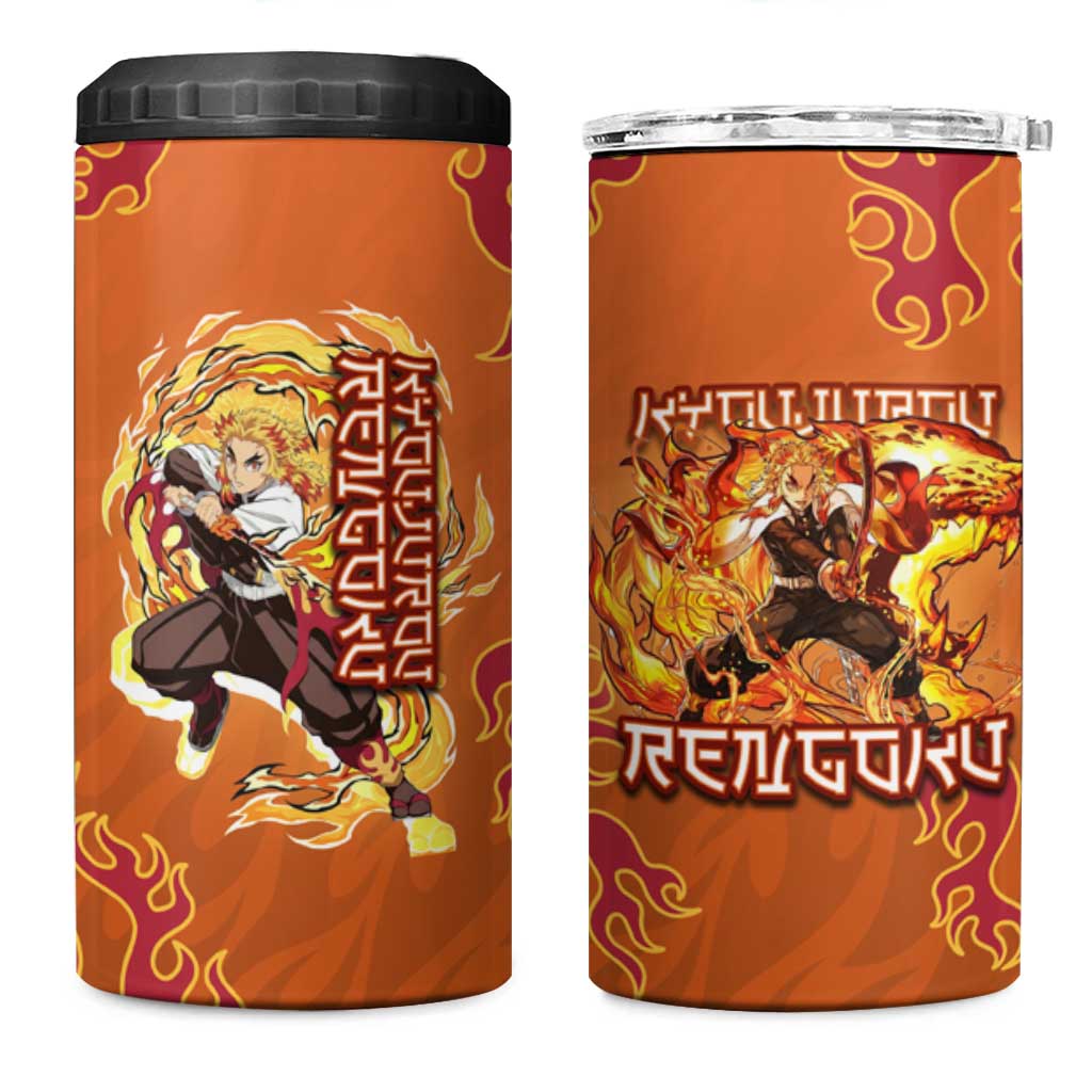 Rengoku Kyojuro Demon Slayer 4 in 1 Can Cooler Tumbler Inferno Anime Flame Crest Style